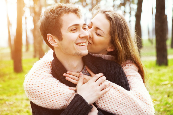 young couple in love outdoors on a sunny day - Photo, Image