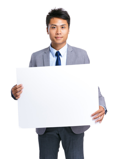 Businessman with white board - Фото, зображення