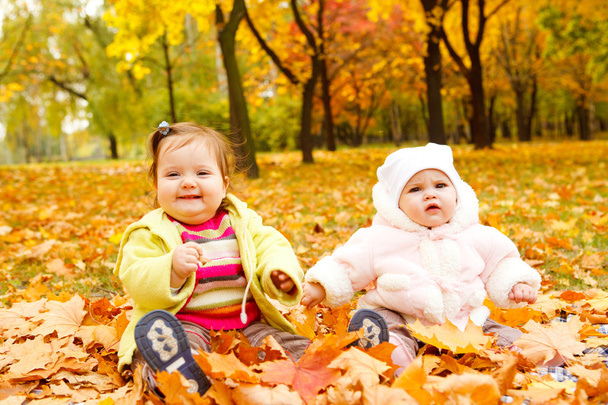 Babies in autumn park - Φωτογραφία, εικόνα