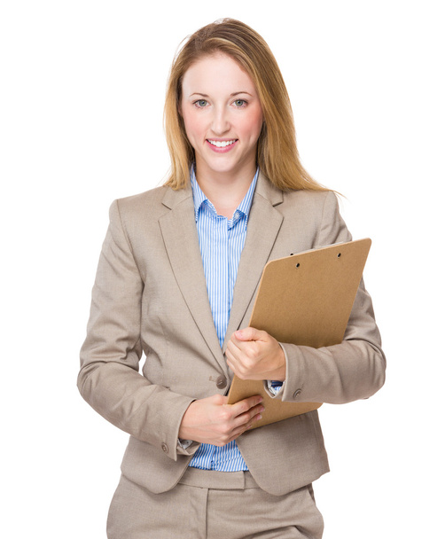 Businesswoman with clipboard - Фото, изображение