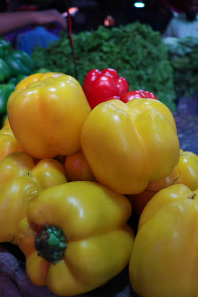multiple colored capsicum stock on shop for sell - Photo, Image