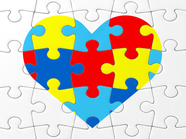 Autism Awareness symbol: puzzle with heart - Photo, Image