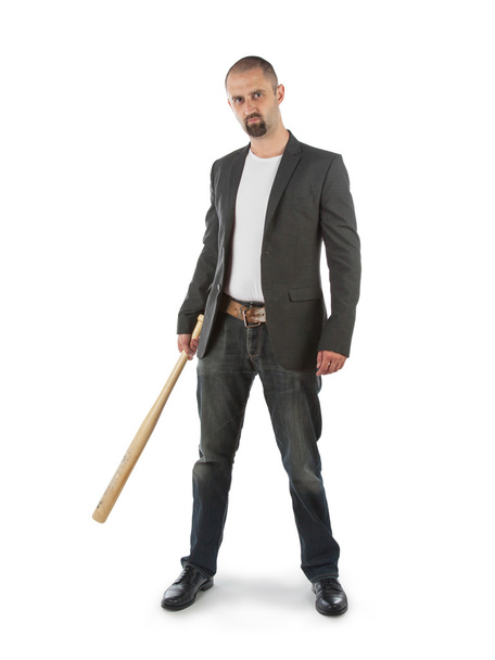 Angry looking man with bat - Photo, Image