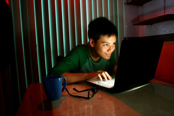 Giovane adolescente di fronte a un computer portatile
 - Foto, immagini
