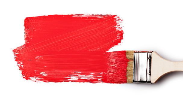Paintbrush with red paint - Foto, afbeelding