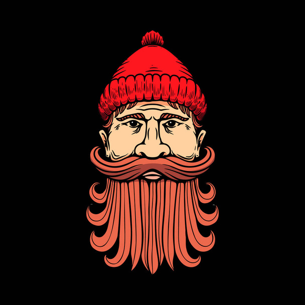 Illustration of lumberjack head in engraving style. Design element for logo, label, emblem, sign, badge. Vector illustration - Διάνυσμα, εικόνα
