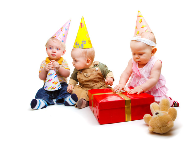 Toddlers in party hats - Φωτογραφία, εικόνα