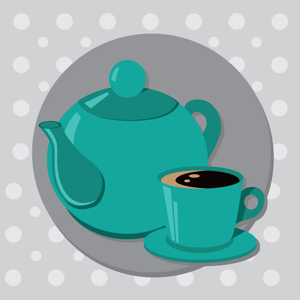 Τσαγιέρα και φλιτζάνι τσάι ή καφέ. Vector εικονογράφηση - Διάνυσμα, εικόνα