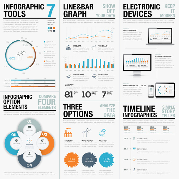 Infographic statistics business vector icons and elements - Vecteur, image