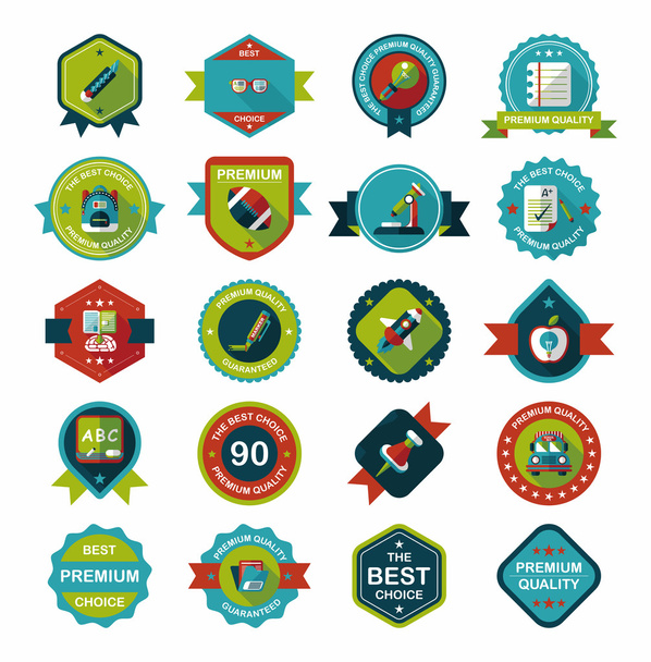 School badge banner design flat background set, eps10 - Vettoriali, immagini
