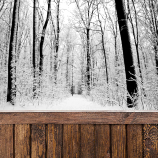Holz und Schnee - Foto, Bild