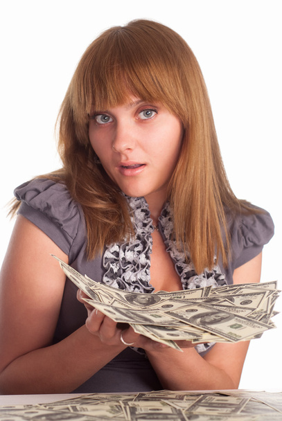 Girl with cash - Фото, изображение