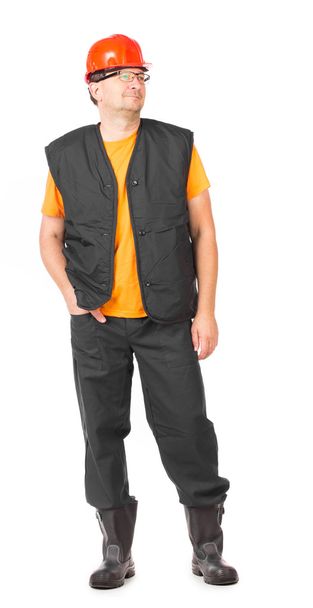 Worker in vest with hard hat - Foto, Imagem