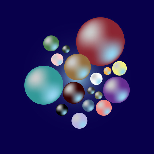 Color of pearl samples on dark blue background - Vector, imagen