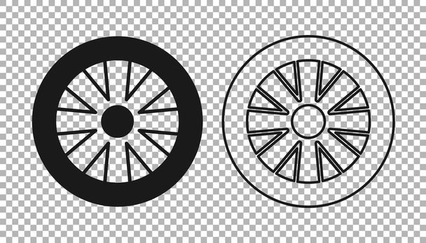 Cerchi in lega nera per icona auto isolato su sfondo trasparente. Vettore. - Vettoriali, immagini