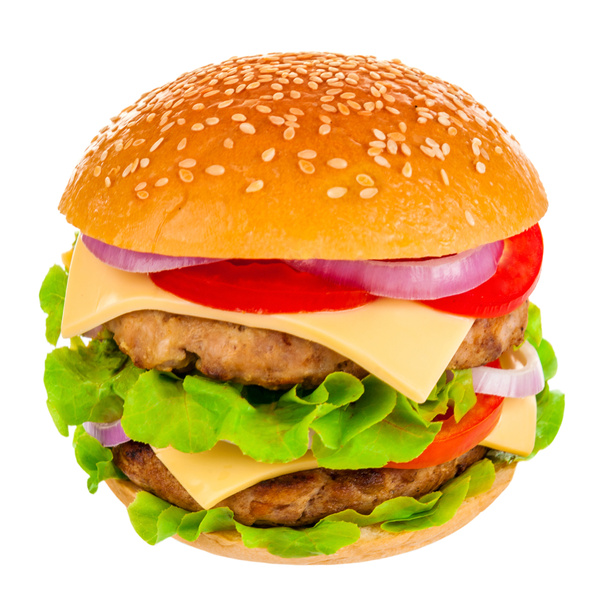 velký hamburger na bílém pozadí - Fotografie, Obrázek
