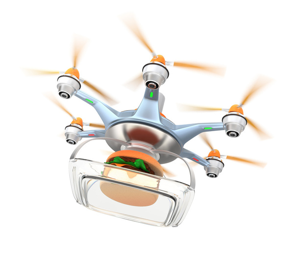 Fast food teslim konsepti için hamburger taşıyan uçak - Fotoğraf, Görsel