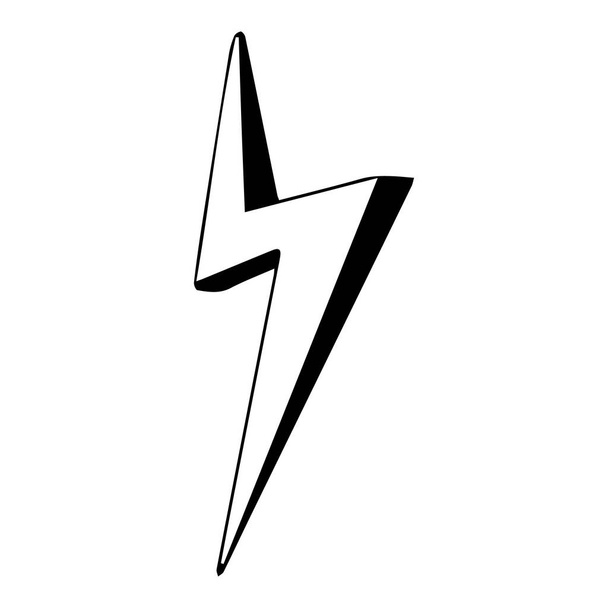 Illuminazione simbolo bullone in stile doodle potere semplice segno astratto isolato su sfondo bianco. Web, hipster. Illustrazione vettoriale - Vettoriali, immagini