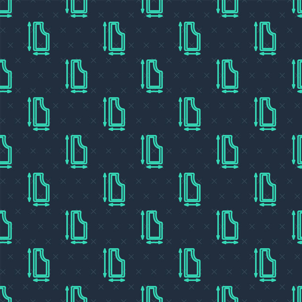Green line Sewing pattern icon isolated seamless pattern on blue background. Markings for sewing. Vector. - Vector, Image