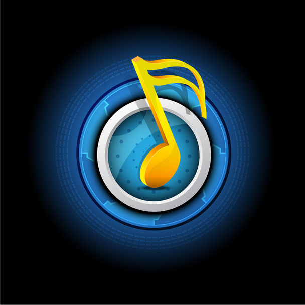 Music symbol with button - Vector, imagen