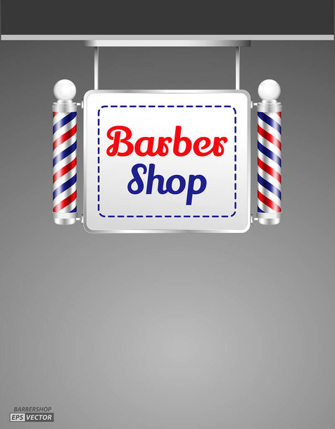 set of realistic barber shop signboard isolated, or vintage fashioned glass barber shop poles or strip vintage barbershop sign. eps vector - Vector, Image