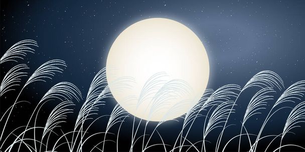 Fifteen nights Moon viewing landscape background - Vector, Image
