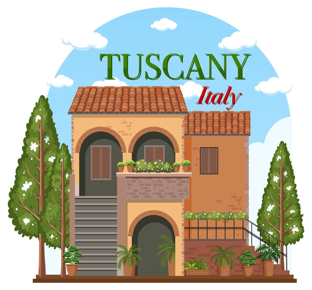 Toscana Italia Logotipo emblemático Banner ilustración - Vector, imagen