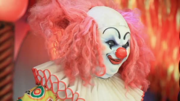 Scary clown doll action smiling. - Footage, Video
