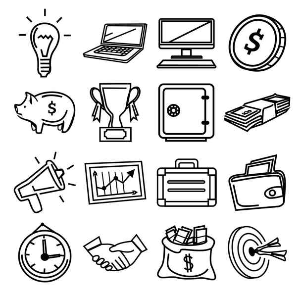 Vector business pictogram black icons - Vektor, obrázek