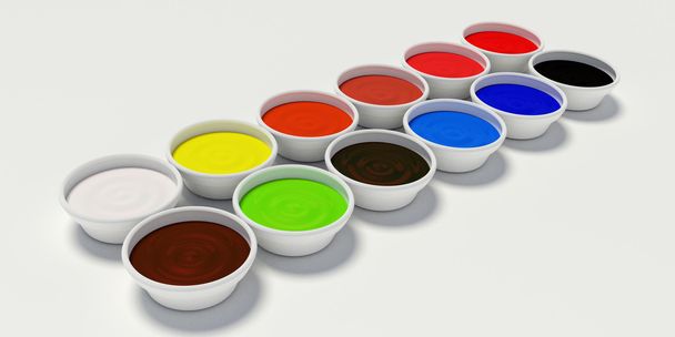 Cubos de pintura con pintura de colores
  - Foto, imagen