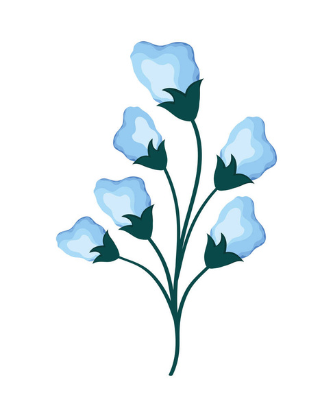 blue flowers decoration garden icon - Vector, Image
