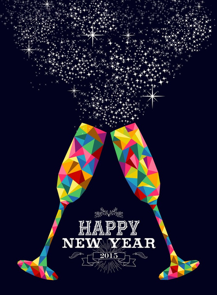 Yeni yıl renkli cam tebrik kartı - Vektör, Görsel