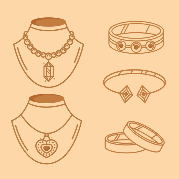 beş mücevher seti simgesi - Vektör, Görsel