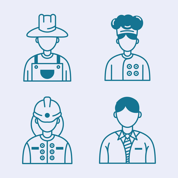 four Professionals workers characters group - Vector, Image