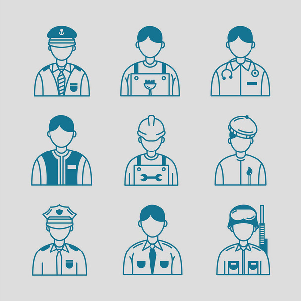 kilenc Szakmai munkavállalók karakter csoport - Vektor, kép