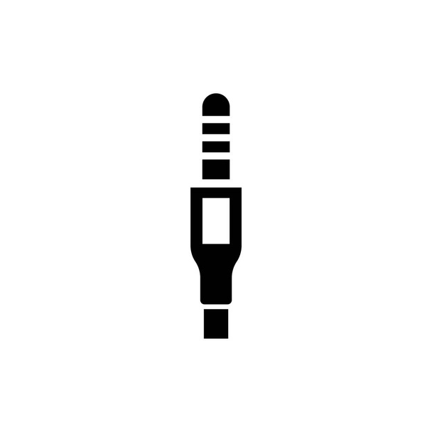 3,5 mm Audio Mini-Klinkenstecker, Telefonanschluss. Flat Vector Icon illustration. Einfaches schwarzes Symbol auf weißem Hintergrund. 3,5 mm Audio Mini Jack Plug Sign Designvorlage für Web- und mobile UI-Elemente - Vektor, Bild
