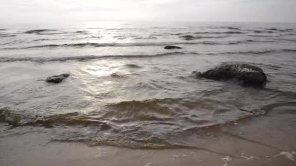 Mañana brumosa junto al mar con olas rompiendo
 - Metraje, vídeo