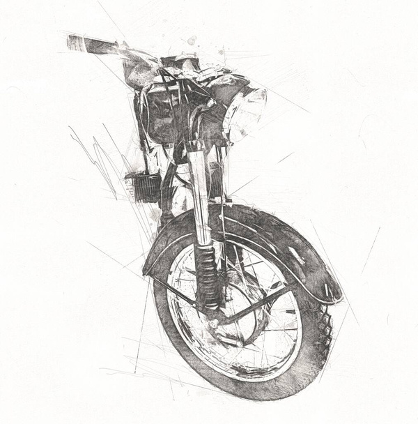 Motorrad Llustration Farbe isoliert Kunst Vintage Retro - Foto, Bild