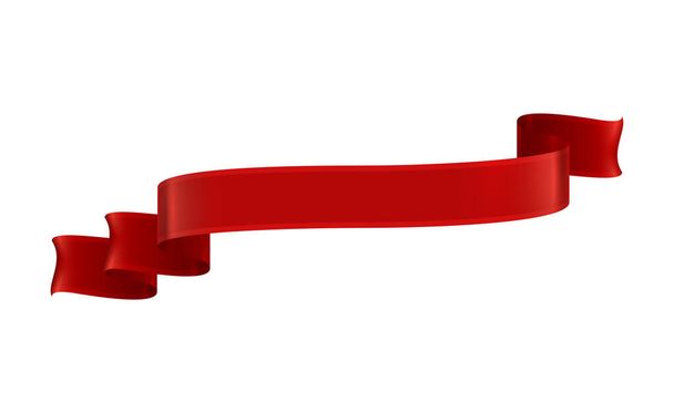 Rubans rouges composition réaliste avec image isolée colorée de forme de bobine festive sur fond blanc illustration vectorielle - Vecteur, image