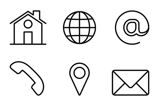 Contáctenos conjunto de iconos para web y móvil. Conjunto de comunicación. Esquema estilo vector ilustración - Vector, Imagen
