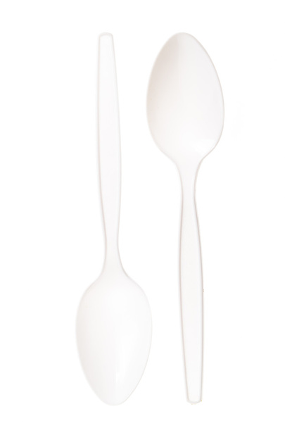 Two of disposable white spoon side by side - Photo, Image