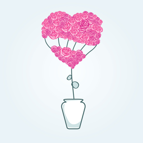 Doodle rózsák a vázában - Vektor, kép