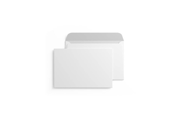 Empty blank white envelope mockup isolated on white background. Front and back view, open envelope, a4 and a5, business envelope, invitation.3d rendering. - Foto, Imagen