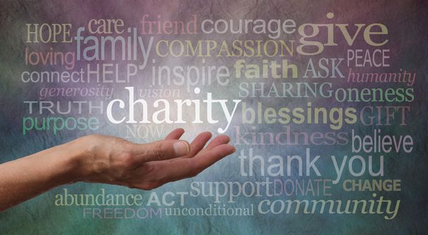 Solicitação de caridade Word Wall
 - Foto, Imagem