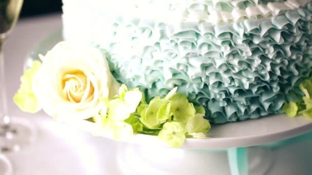 όμορφα διακοσμημένα γαμήλια τούρτα - Πλάνα, βίντεο
