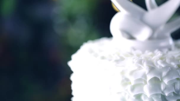 Gyönyörűen díszített esküvői torta - Felvétel, videó