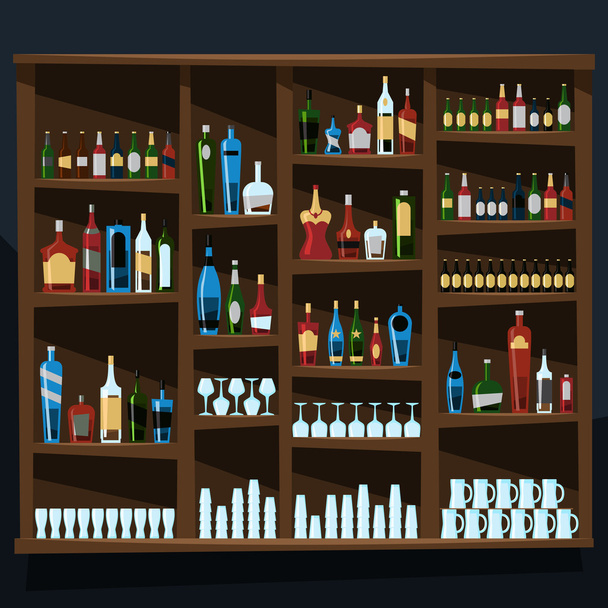 Tło półki alkoholu pełne butelki - Wektor, obraz