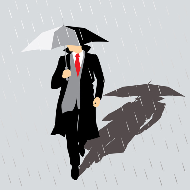 regen Man met paraplu - Vector, afbeelding