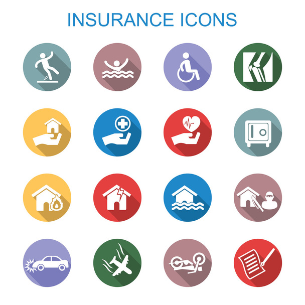 insurance long shadow icons - Vector, Image