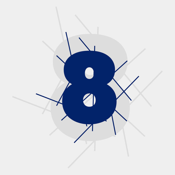 8 Diseño de vectores de logotipo conceptual de texto numérico. Ocho números con forma de línea. Logotipo de 8 dígitos, camiseta y elemento gráfico. - Vector, imagen